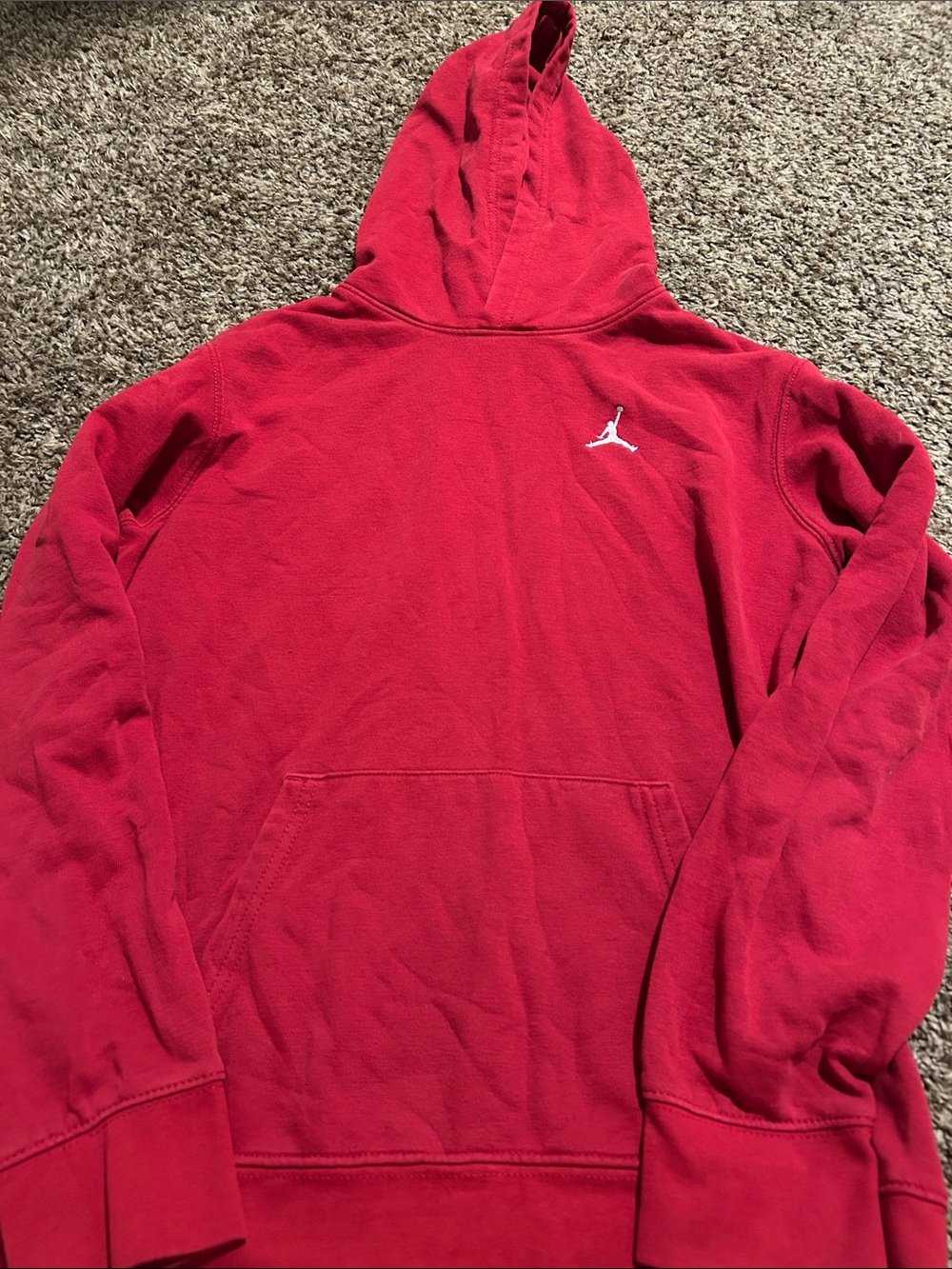 Jordan Kids Red Pullover Hoodie with White Jumpman